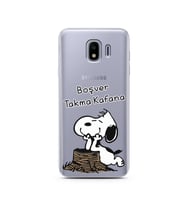 Snoopy Tasarımlı Süper Şeffaf Silikon Telefon Kılıfı Samsung J4