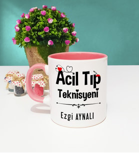 Acil Tıp Teknisyeni Tasarımlı Kişiye Özel Acil Tıp Teknisyeni Kupa Bardak Pembe