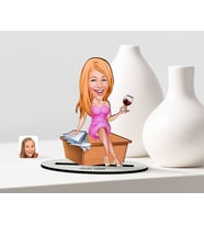BK Gift Kişiye Özel Bayan Patron Karikatür Ahşap Biblo - 4 (Çok Renkli)