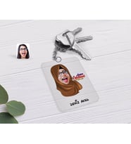 BK Gift Kişiye Özel Kadın Arapça Öğretmeni Karikatürlü Şeffaf Pleksi Anahtarlık-1 (Beyaz)