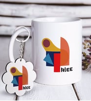 BK Gift Klee Tasarımlı Beyaz Kupa ve Anahtarlık Hediye Seti (Model 1)