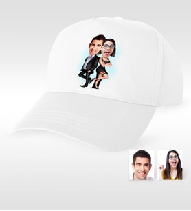BK Gift Kişiye Özel Sevgililer Karikatür Beyaz Şapka  6