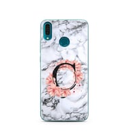 Mermer Çiçekli Harf Tasarım Süper Şeffaf Silikon Telefon Kılıfı Huawei Y9 2019 Ç