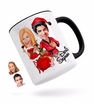 BK Gift Kişiye Özel Yeni Yıl Sevgililer Karikatürlü Siyah Kupa Bardak-5