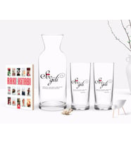 BK Gift Kişiye Özel Renkli Baskılı Mânâ Sevgili Tasarımlı İkili Rakı Bardağı Karaf ve Cep Kitabı Hediye Seti-1 (Model 1)
