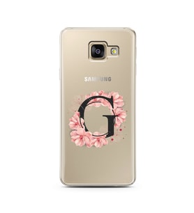 Pembe Çiçekli Harf Tasarım Süper Şeffaf Silikon Telefon Kılıfı Samsung A3 (2017)