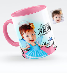 BK Gift Kişiye Özel Kız Çocuk Karikatürlü Pembe Kupa Bardak  1