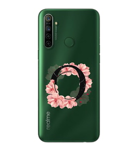 Pembe Çiçekli Harf Tasarım Süper Şeffaf Silikon Telefon Kılıfı Oppo Realmi 5i O-