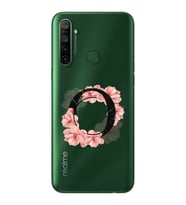 Pembe Çiçekli Harf Tasarım Süper Şeffaf Silikon Telefon Kılıfı Oppo Realmi 5i O-