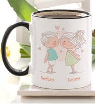 BK Gift Kişiye Özel Sevgililer Günü Temalı Siyah Kupa Bardak  5