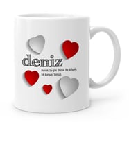 BK Gift Kişiye Özel Sevgili İsim Anlamı Beyaz Kupa Bardak  2