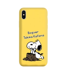 Snoopy Tasarımlı Sarı Lansman Telefon Kılıfı İphone Xs Max