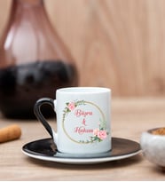 İki İsimli Çiftlere Özel Siyah Türk Kahvesi Fincanı