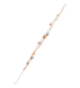Söğütlü Silver Gümüş rose renkli sıra taşlı bileklik