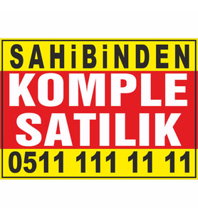 Sahibinden Komple Satılık Branda Afişi (Sarı Mavi Renk)