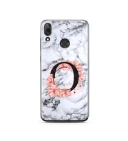 Mermer Çiçekli Harf Tasarım Süper Şeffaf Silikon Telefon Kılıfı Huawei Y7 2019 O