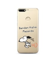 Snoopy Tasarımlı Süper Şeffaf Silikon Telefon Kılıfı Huawei Honor 7C- y7 2018 
