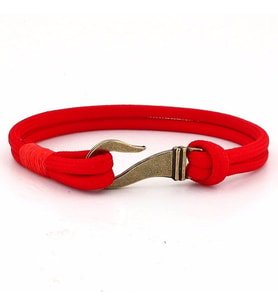 BRONZ METAL KANCA KIRMIZI PARACORD ERKEK BİLEKLİK BT615