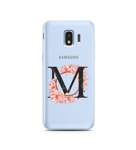 Pembe Çiçekli Harf Tasarım Süper Şeffaf Silikon Telefon Kılıfı Samsung J2 Pro (2