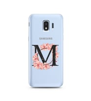Pembe Çiçekli Harf Tasarım Süper Şeffaf Silikon Telefon Kılıfı Samsung J2 Pro (2