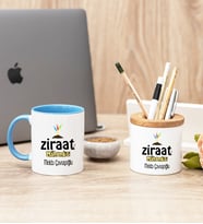 Ziraat Mühendisi Mavi Kupa Bardak Ve Kalemlik Hediye Seti