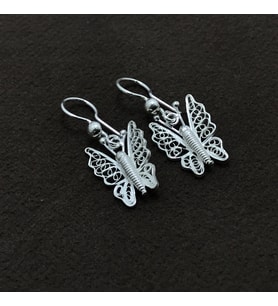 Kelebek Model El İşçiliği Telkari Gümüş Bayan Küpe
