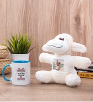 Doğum Günü Hediyesi Mavi Kupa Bardak ve Peluş Koyun