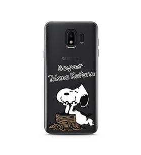 Snoopy Tasarımlı Süper Şeffaf Silikon Telefon Kılıfı Samsung J4 (2018)