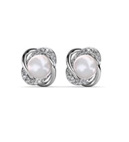 Monemel Swarovski Taşlı İncili Küpe Altın Kaplama) Sevgililer Günü Hediyesi Yeni Yıl Hediyesi - Yılbaşı Hediyesi