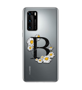 Papatya Harf Tasarım Süper Şeffaf Silikon Telefon Kılıfı Huawei P40 Pro B-Harfi