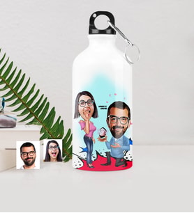 BK Gift Kişiye Özel Evlilik Teklifi Karikatürlü Metal Suluk 500 Ml  1