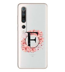 Pembe Çiçekli Harf Tasarım Süper Şeffaf Silikon Telefon Kılıfı Xiomai Mi10- Mi 1