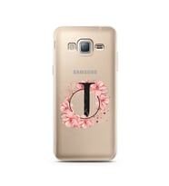 Pembe Çiçekli Harf Tasarım Süper Şeffaf Silikon Telefon Kılıfı Samsung J3 (2016)