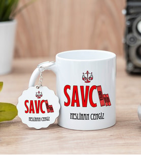 Savcı Beyaz Kupa Bardak Ve Anahtarlık Set