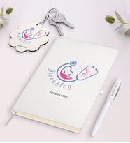 BK Gift Kişiye Özel Jinekolog Beyaz Defter Kalem Ve Anahtarlık Hediye Seti-2 (Model 1)