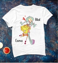Kişiye Özel Sünger Bob & Squidward Tişörtü ( Büyük - Çocuk )