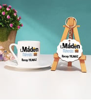 Maden Mühendisi Türk Kahvesi Fincanı ve Anahtarlık Seti