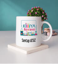 Kimya Öğretmeni Kupa Bardak ve Taş Bardak Altlığı Seti