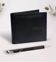 BK Gift Kişiye Özel Siyah Cüzdan ve Tükenmez Kalem Seti (Model 1)