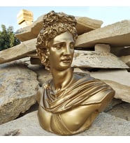 Altın Apollo Heykeli Dekoratif Büst Obje Biblo Figür (Gold)
