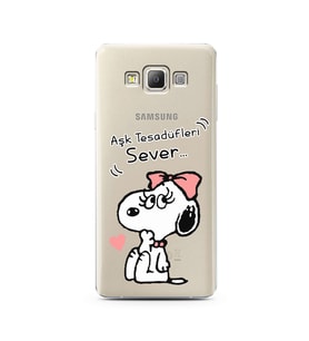 Snoopy Tasarımlı Süper Şeffaf Silikon Telefon Kılıfı Samsung A7 (2015)