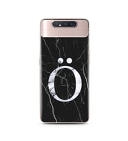 Samsung A80 Siyah Mermer Harf Tasarımlı Telefon Kılıfı Ö-Harfi 