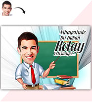 BK Gift Kişiye Özel Bay Öğretmen Karikatür Baskılı Yaş Pasta İçin Yenilebilir Şekerli Kağıt  1(Sadece Kağıt)