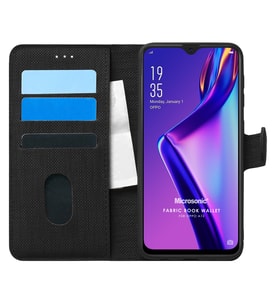 Microsonic Oppo A12 Kılıf Fabric Book Wallet Siyah