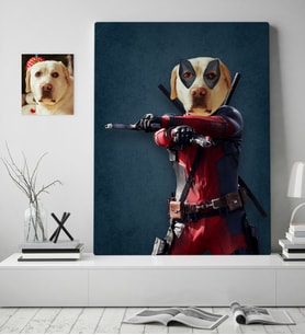 BK Gift Kişiye Özel Evcil Dost Deadpool Köpek Pet Kanvas Tablo (50x70cm.) 1