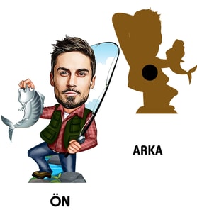 Kişiye Özel Balıkçı Karikatürlü Ahşap Magnet Bay-2