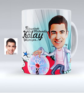 BK Gift Kişiye Özel Kolay Yetişmiyor Mühendis Karikatürlü Beyaz Kupa Bardak  1