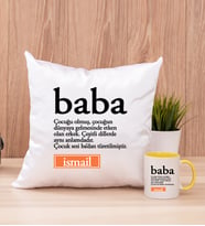 Baba Kelime Anlamı Kare Yastık ve Sarı Kupa Bardak