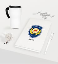 BK Gift Kişiye Özel Polis Çevik Kuvvet Temalı Beyaz Defter Kalem Termos Mug Seti (Model 1)