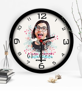 BK Gift Kişiye Özel Kadınlar Günü Temalı Karikatür Ahşap Duvar Saati  6